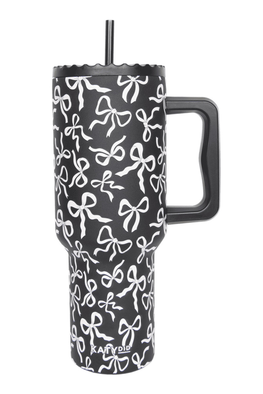 Black & White Bow 38 oz Stainless Steel Tumbler